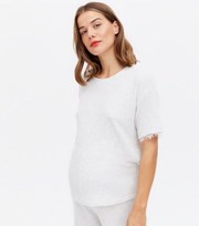 New Look Maternity Pale Grey Ribbed Lounge T-Shirt